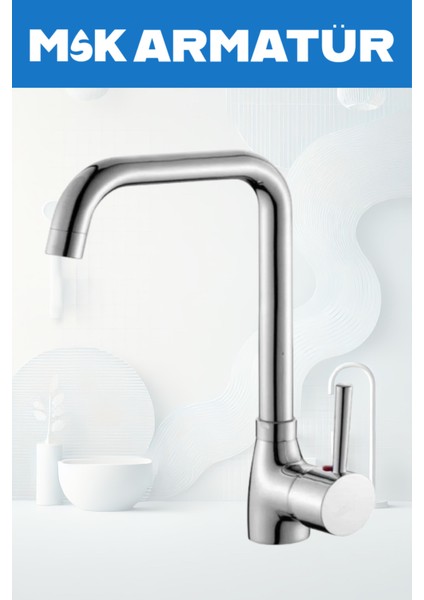 Krom Armut Köşe Borulu Eviye Bataryası Çeşmesi