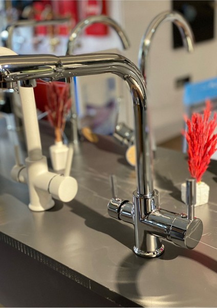 Krom 3 Yollu Arıtmalı Batarya Pirinç Garantili Arıtmalı Mutfak Musluğu modelleri