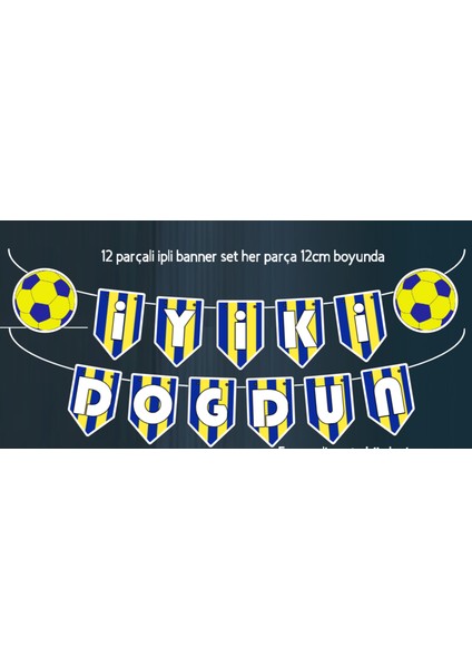 Futbol Taraftar Set 32 Parça Sarı Lacivert Doğum Günü Seti Banner Pasta Kürdanı Cupcake Süsü Set fiyatları