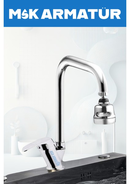 Krom Köşe 3 Fonksyonlu Eviye Bataryası Çeşmesi