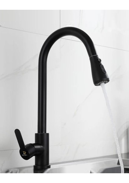 Siyah Spiralli Mutfak Evye Bataryası Çift Modlu Tasaruf Fonksiyonlu Mat Siyah Uzatmalı Eviye Musluk modelleri