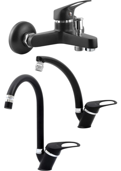 Siyah Krom 3 Lü Set Oynar Başlıklı