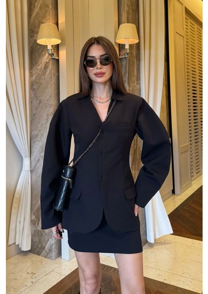 Ters Dikiş Düğme Detay Dik Ceket V Yaka Tasarım Pinterest Muadil Business Premium Kalite Muadil Şık Bluz Ceket Mini Etek Ikili Takım