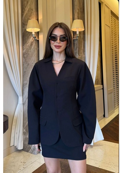 Ters Dikiş Düğme Detay Dik Ceket V Yaka Tasarım Pinterest Muadil Business Premium Kalite Muadil Şık Bluz Ceket Mini Etek Ikili Takım modelleri