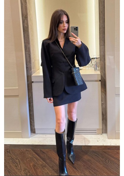 Ters Dikiş Düğme Detay Dik Ceket V Yaka Tasarım Pinterest Muadil Business Premium Kalite Muadil Şık Bluz Ceket Mini Etek Ikili Takım fırsatları