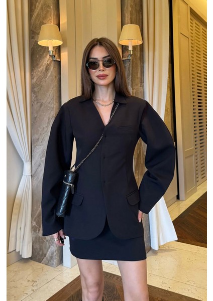 Ters Dikiş Düğme Detay Dik Ceket V Yaka Tasarım Pinterest Muadil Business Premium Kalite Muadil Şık Bluz Ceket Mini Etek Ikili Takım indirimleri