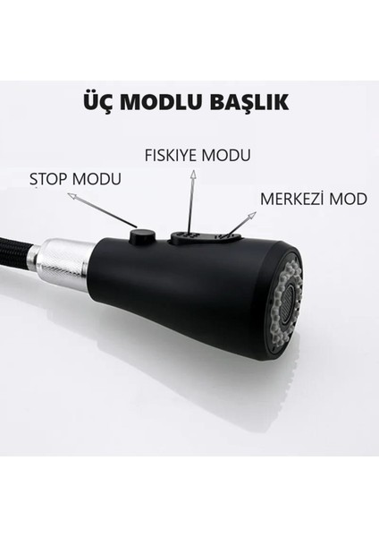 Siyah Spiralli Mutfak Evye Bataryası Çift Modlu Tasaruf Fonksiyonlu Mat Siyah Uzatmalı Eviye Musluk indirimleri