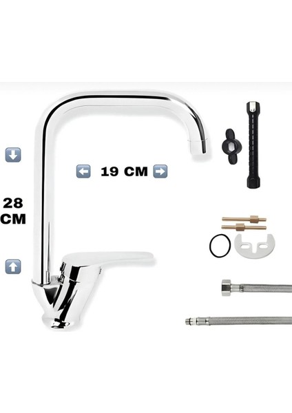 Köse Borulu Mutfak Eviye Bataryasi Çift Su Girişli fırsatları