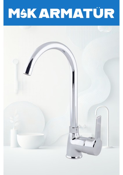 Krom Armut Baston Eviye Bataryası Çeşmesi