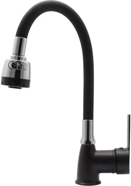 Siyah Krom Armut Oynar Borulu Eviye Bataryası