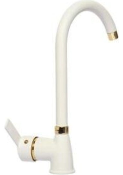 Deniz Beyaz Altın Mutfak Eviye Batarya Musluğu Çeşmesi Sıcak Soğuk Çift Girişli Garantili