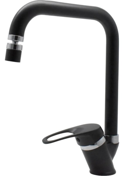 Siyah Krom Köşe Borulu Eviye Bataryası Mafsallı