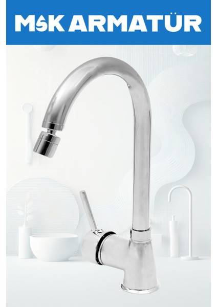 Krom Armut Baston Oynar Başlıklı Mafsallı Eviye Bataryası