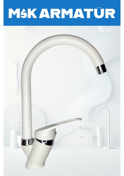 Beyaz Krom Baston Eviye Bataryası Çeşmesi