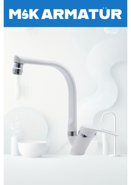 Beyaz Krom Oynar Başlıklı Balıksırtı Eviye Bataryası Çeşmesi fiyatları