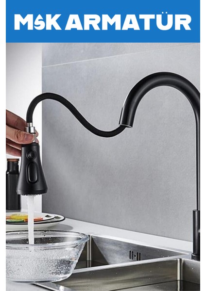 Siyah Lüx Spirelli Eviye Bataryası Çeşmesi fiyatları