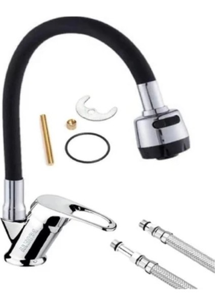 Siyah Helezon Oynar Borulu Pirinç Mutfak Bataryası 2 Yıl Garantili