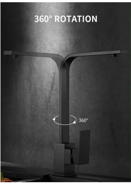Mutfak Bataryası Siyah SUS304 Paslanmaz Çelik Mutfak Eviye Bataryası 360 Derece Dönebilen Boru modelleri