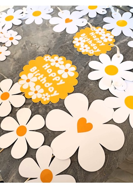 32 Parça Papatya Konsept Dev Set Konuşma Balonu Süsü Banner Pasta Kürdanı Cupcake Süsü modelleri