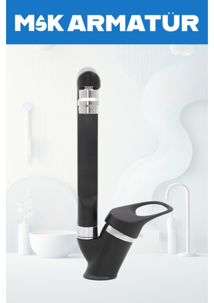 Siyah Krom Balıksırtı Boru Oynar Başlıklı Eviye Bataryası Çeşmesi modelleri