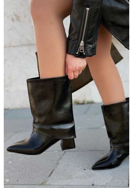 Ovelle Kadın Topuklu Bot Siyah Parlak Deri fiyatları