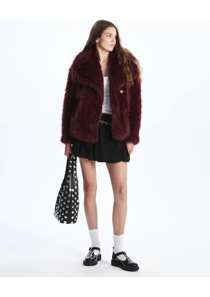 Xsıde Bordo Ceket Yaka Kadın Kürk Mont fiyatları