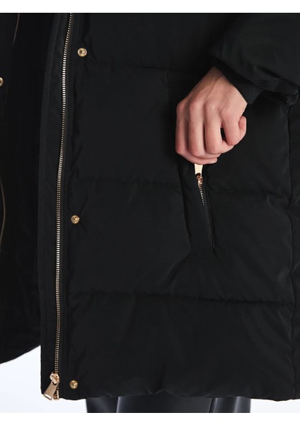 Xsıde Siyah Kapüşonlu Kadın Şişme Mont modelleri