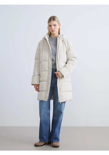 Xsıde Bej Kapüşonlu Kadın Şişme Mont fiyatları