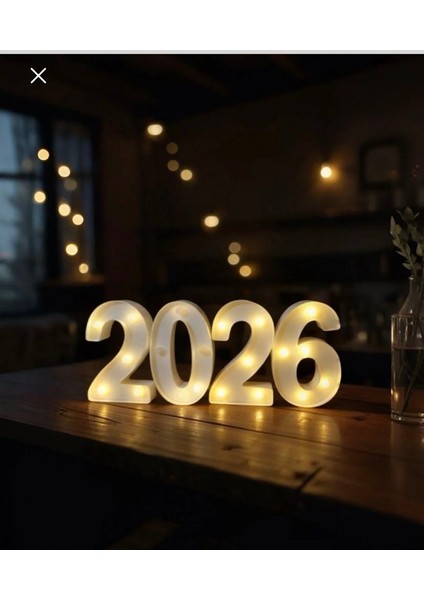 Yılbaşı 2026 Işıklı Rakam Masa Üstü 16 cm