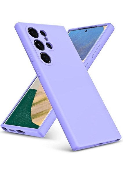 Samsung Galaxy S22 Ultra Uyumlu Silikon Kılıf - Pastel Renk Tonu Kamera Korumalı Esnek Kapak - Lila