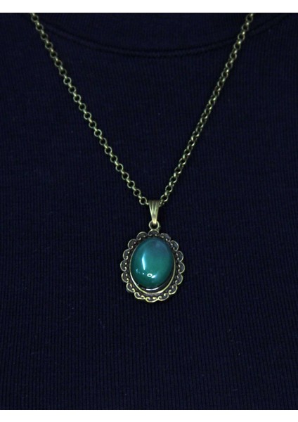 Doğal Taş Yeşil Akik Doğal Taşlı Kadın Doğal Taş Otantik Kolye EUK27YA fiyatları