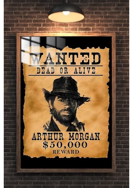 Arthur Morgan Wanted Tasarım Çerçeveli Metal Poster Tablo modelleri