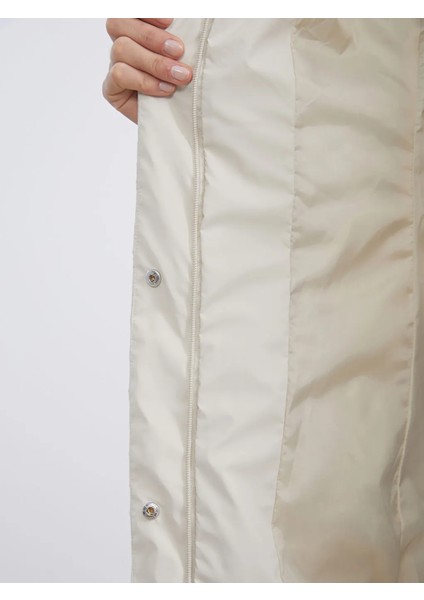 Xsıde Ekru Kürk Kapüşonlu Kadın Şişme Mont fırsatları