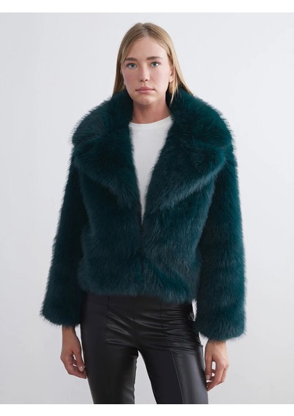 Lcwaıkıkı Classic Petrol Ceket Yaka Kadın Kürk Mont