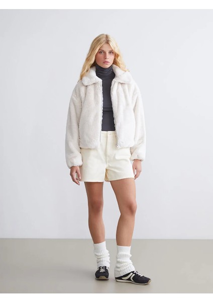 Xsıde Ekru Gömlek Yaka Kadın Pelüş Mont fiyatları