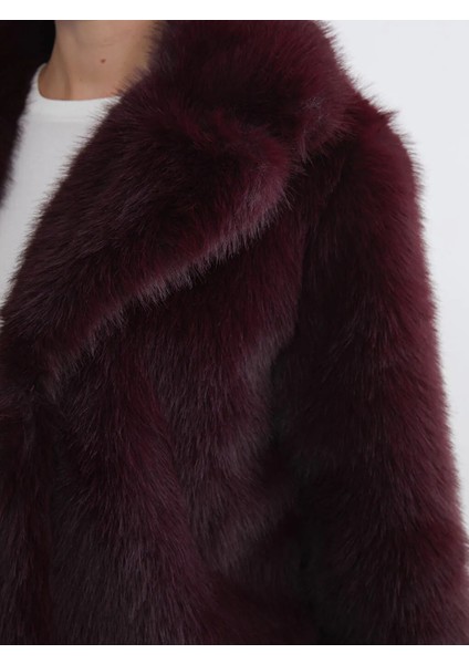 Lcwaıkıkı Classic Mürdüm Ceket Yaka Kadın Kürk Mont modelleri