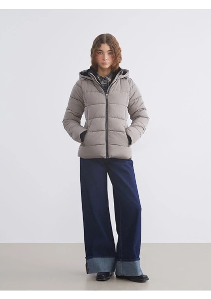 Xsıde Kahverengi Kapüşonlu Kadın Şişme Mont fiyatları