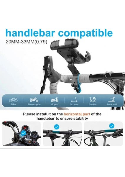 Buğz 360° Derece Ayarlanabilen Gidon Bağlantılı Bisiklet Motosiklet Için Abs 4-7.8″ Inç Telefon Tutucu
