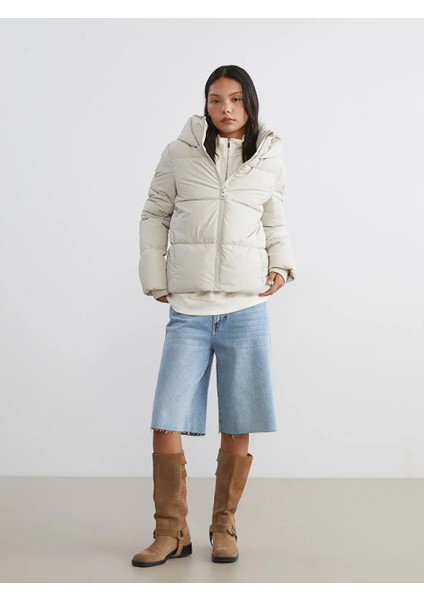 Xsıde Bej Kapüşonlu Kadın Şişme Mont fiyatları