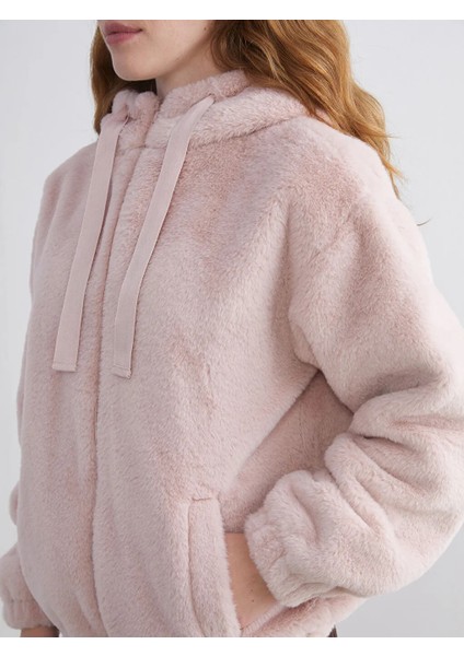 Xsıde Pembe Kapüşonlu Kadın Kürk Mont modelleri