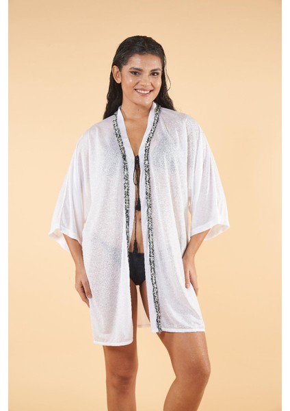 3019 Kadın Yarım Kollu Önden Bağlamalı Pullu Detay Yaka Gömlek Elbise Pareo fiyatları