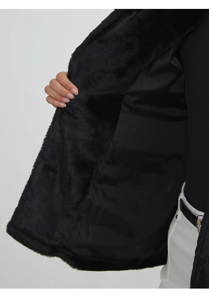 Lcw Eco Siyah Ceket Yaka Kadın Pelüş Mont fırsatları