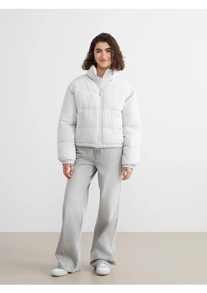 Xsıde Gri Dik Yaka Oversize Kadın Şişme Mont fiyatları