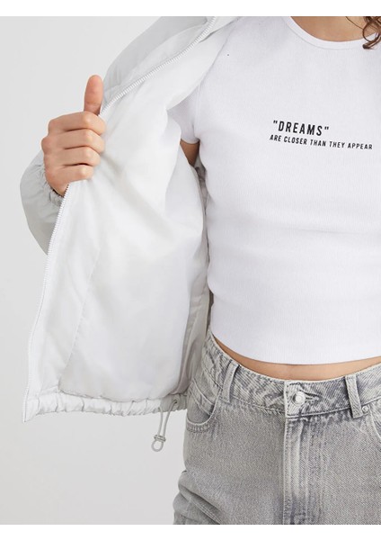 Xsıde Gri Dik Yaka Oversize Kadın Şişme Mont fırsatları