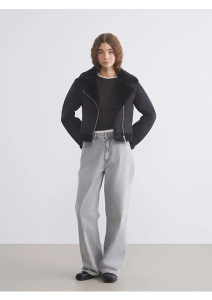 Xsıde Siyah Kürk Yaka Kadın Süet Görünümlü Mont fiyatları