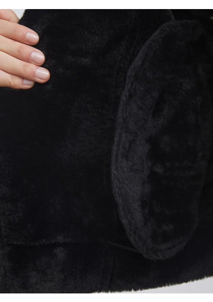 Xsıde Siyah Kürk Yaka Kadın Süet Görünümlü Mont fırsatları