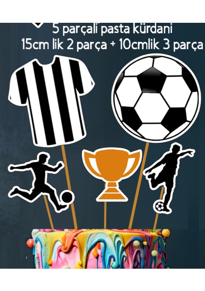 Taraftar Futbol Set 32 Parça Tam Set Siyah Beyaz Taraftar Doğum Günü Seti Banner Pasta Kürdanı Cupcake Süsü Seti modelleri
