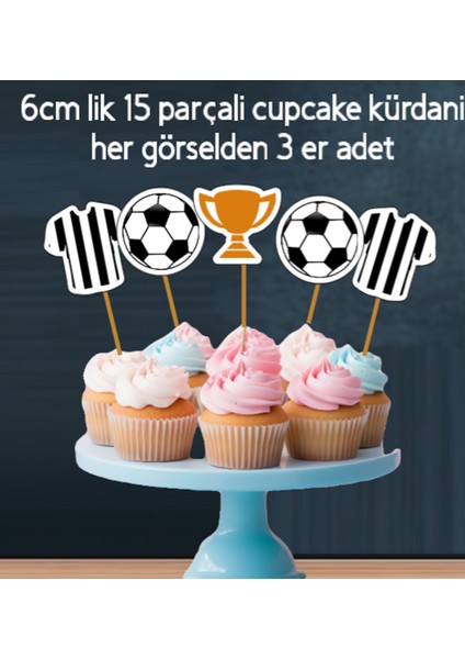 Taraftar Futbol Set 32 Parça Tam Set Siyah Beyaz Taraftar Doğum Günü Seti Banner Pasta Kürdanı Cupcake Süsü Seti fırsatları