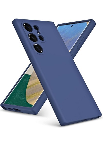 Samsung Galaxy S22 Ultra Uyumlu Silikon Kılıf - Pastel Renk Tonu Kamera Korumalı Esnek Kapak - Lacivert