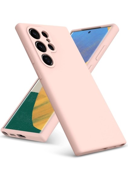 Samsung Galaxy S22 Ultra Uyumlu Silikon Kılıf - Pastel Renk Tonu Kamera Korumalı Esnek Kapak - Pudra Pembe